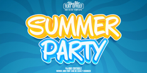 Poster - Summer editable text effect, customizable party and beach 3d font style