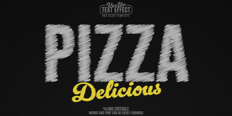 Poster - Chalk editable text effect, customizable pizza and slice 3d font style