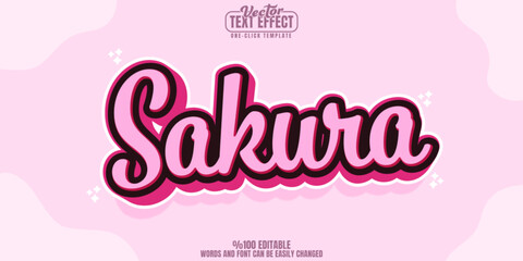 Poster - Sakura editable text effect, customizable pink and blossom 3d font style
