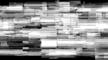 Poster - Glitch vector background with distorted black and white lines  