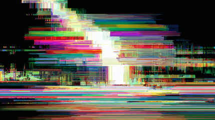Poster - Colorful glitch vector background with abstract patterns and lines  