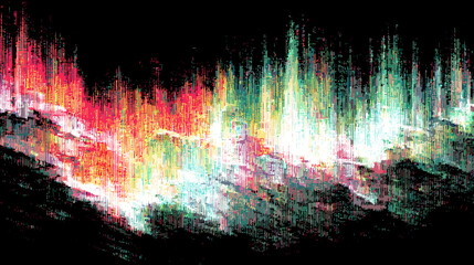 Poster - Abstract glitch vector background with colorful wave patterns  