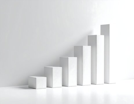 concept graph representing rapid market growth, Ascending Cubes White Geometric Progression