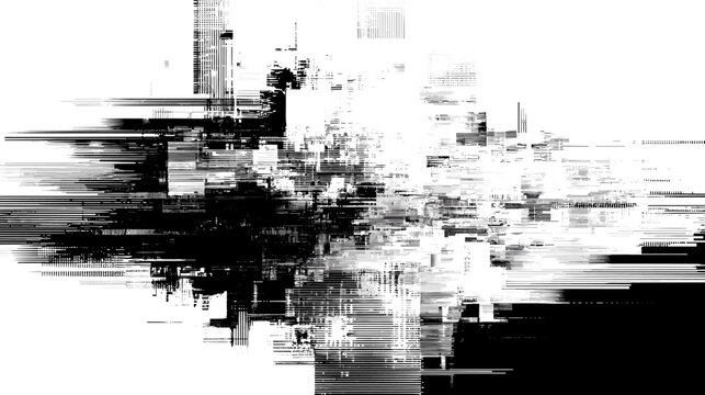 Abstract glitch vector background in black and white colors  