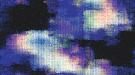 Poster - Abstract glitch vector background in vibrant blue and purple tones  