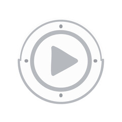 Poster - Play button graphic inside circle with dots around frame symbol for multimedia