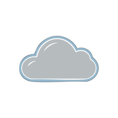 Poster - Simple Graphic Icon: Isolated Soft Gray Cloud Shape with Pale Blue Outline