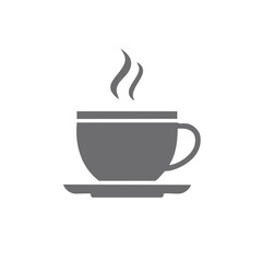 Poster - Steaming beverage symbol showcasing a cup of coffee or tea sitting atop a saucer, a minimalist design
