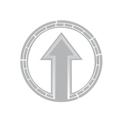 Poster - Upward Direction Arrow Inside Circle with Brick Pattern Graphic Element