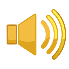 Poster - Golden Speaker Icon Symbol with Waves, Volume Adjustment, Sound Transmission Concept