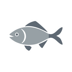 Poster - Gray Fish Silhouette with Fins and Tail Swimming in Water in Simple Vector Design