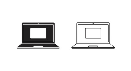 Poster - Illustration of two laptops one in black fill and one in outline design style