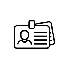Poster - Simple line art icon representing an id card with a person silhouette and text lines