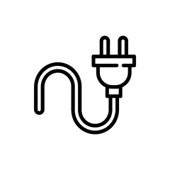 Poster - Simple black outline of an electrical plug with a curved cord on a white background