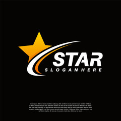 Aufkleber - Elegant Star With Swoosh logo designs, Star Logo template icon vector