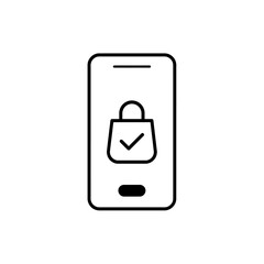 Poster - Smartphone screen displays a shopping bag icon with a checkmark indicating successful purchase