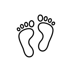 Poster - Simple outline icon of two footprints with toes on a white background