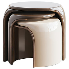 Poster - Modern Nesting Tables with Elegant Curved Design in Warm Tones