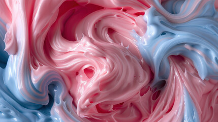 Poster - Creamy texture in soft pastel swirls of pink and blue creates visually appealing chaos, evoking sense of playful whimsy and artistic expression