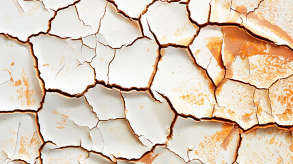 Poster - Cracked ceramic tile texture with subtle color fading, showcasing intricate patterns and earthy tones that evoke sense of rustic charm and natural beauty