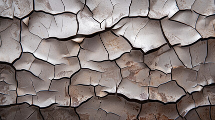 Poster - Crumpled metallic texture with oxidized surfaces creates visually striking pattern of cracks and crevices, evoking sense of age and decay. intricate details invite exploration and appreciation