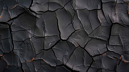 Poster - Deep grey wall texture background with cracks and crevices, showcasing rugged and weathered appearance that evokes sense of age and character
