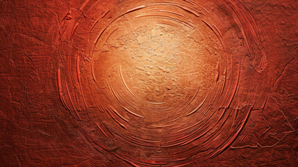 Poster - Textured surface with deep red background and circular highlight at center, creating warm and inviting atmosphere. intricate patterns evoke sense of depth and artistry