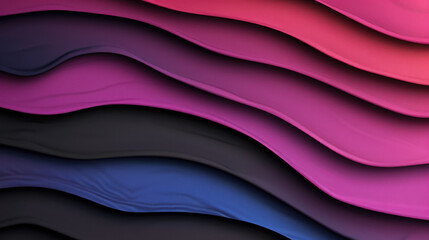 Poster - Smooth fabric layers create visually striking gradient with deep shadows and vibrant colors, including shades of pink, purple, and black, evoking sense of depth and texture