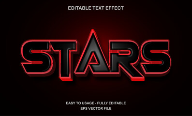 Poster - Stars text, editable text effect with black and red outlined space theme typography