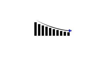 Poster - Declining Bar Graph Chart Animation Rocket Launch Failure Business Economics Recession Downward. Business Decline Animation with Falling Graph and Downward Trend Rocket Launch.