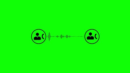 Poster - Animated Green Screen Business Call Communication Icons Audio Waveform Professional Corporate. Communication Call Animation with Phone Conversation and Digital Audio Waveform Design.