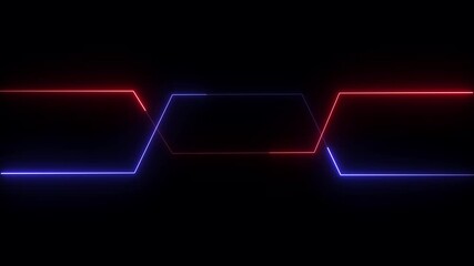 Poster - Abstract Neon Lines Red Blue Glowing Energy Technology Background Animation Seamless Loop 4K. Neon Red and Blue Glowing Lines Animation with Futuristic Cyberpunk Energy Loop.
