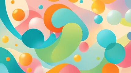 Poster - Abstract Background with Colorful Fluid Shapes and Spheres Pattern
