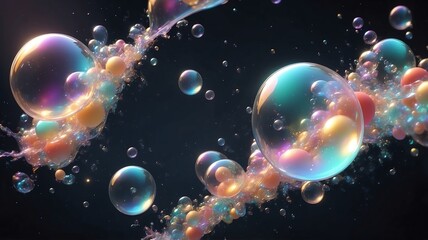Poster - Floating Colorful Bubbles Abstract Art Background with Spheres and Reflections