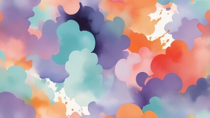 Aufkleber - Colorful Cloudscape Art Background with Soft Pastel Watercolor Style