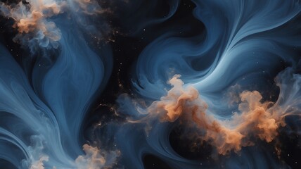 Poster - Abstract Cloud Swirls with Celestial Stars, Flowing Motion and Ethereal Texture