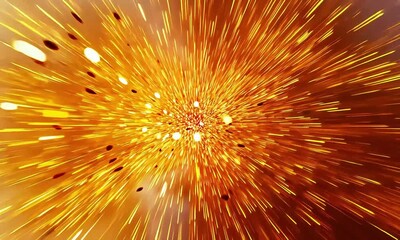 Poster - An abstract burst of golden light streaks emanating from a central point in a dynamic display