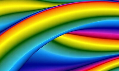 Poster - Abstract background of rainbow colors with curved lines flowing diagonally across the image space