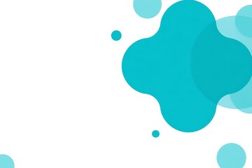 Poster - Abstract Soft Blob Shapes with Bubbles and Droplets Floating in the Air Creating a Gentle and Soothing Ambiance in Turquoise and White Colors Abstract Background Design