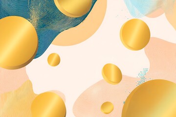 Poster - Fluid Abstract Background with Golden Circles and Organic Shapes Creating a Sophisticated and Modern Design Aesthetic