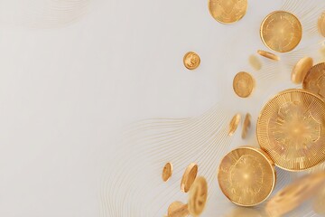 Poster - Abstract Golden Ornate Circular Patterns Abstract Background with Scattered Golden Elements and Soft Light Creating a Luxurious and Elegant Atmosphere for Special Occasions