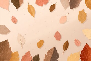 Poster - A gentle and peaceful abstract background featuring a delightful arrangement of falling autumn leaves in warm and muted colors creating a serene and cozy atmosphere for seasonal design projects