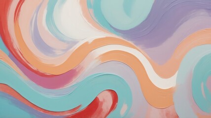 Poster - Colorful Abstract Swirl Painting with Brush Strokes and Pastel Tones