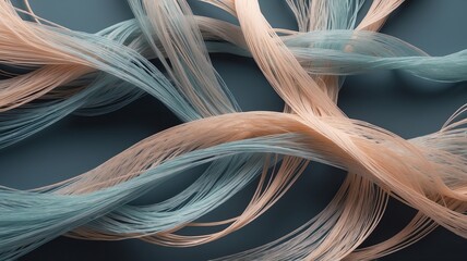 Poster - Abstract Pastel Threads Intertwined on a Moody Blue Background Texture