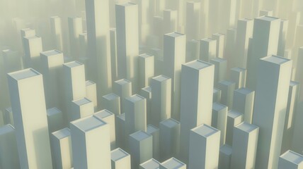 Aufkleber - Dynamic 3D cityscape presenting urban planning concept with futuristic geometric buildings