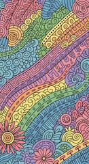 Poster - Whimsical Colorful Doodle Art: An Energetic Abstract Background with Intricate Details
