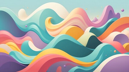 Poster - Abstract Pastel Waves Illustration with Smooth Curves and Dreamy Colors