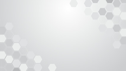 Fototapete - White hexagon pattern. Geometric abstract background with hexagonal texture. Molecule structure abstract tech background