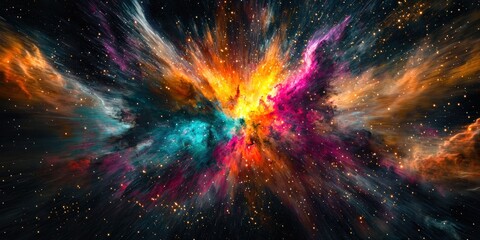 Wall Mural - A breathtaking explosion of stardust and nebula-like colors expanding in deep space
