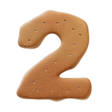 3D Font.Chocolate Biscuit Donut Font Concept. Isometric Alphabet. Numbers And Letters. 3d rendering isolated on white background
